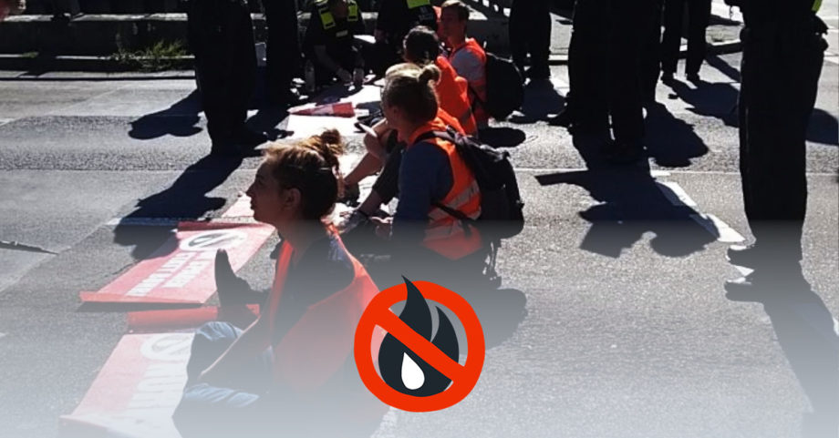 Straßenblockade der Letzten Generation.
